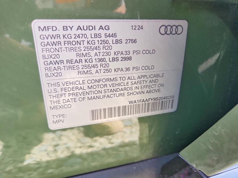 Aukcja sprzedaży 2025 Audi Q5, vin: WA1FAAFY9S2046258, numer aukcji: 49503116
