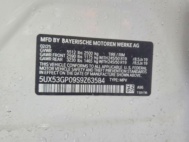 Продаж на аукціоні авто 2025 Bmw X3, vin: 5UX53GP09S9Z63584, номер лоту: 51134856