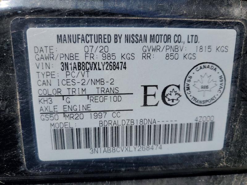 Aukcja sprzedaży 2020 Nissan Sentra, vin: 3N1AB8CVXLY268474, numer aukcji: 50515986