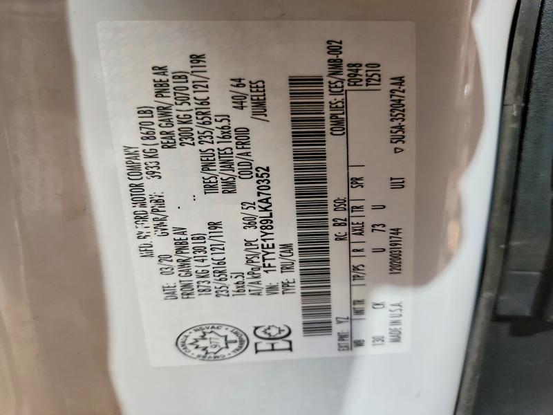 Продаж на аукціоні авто 2020 Ford Transit, vin: 1FTYE1Y89LKA70352, номер лоту: 47598496