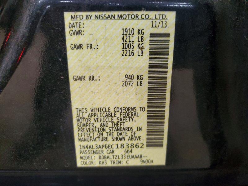 Продаж на аукціоні авто 2014 Nissan Altima, vin: 1N4AL3AP6EC183862, номер лоту: 51438886