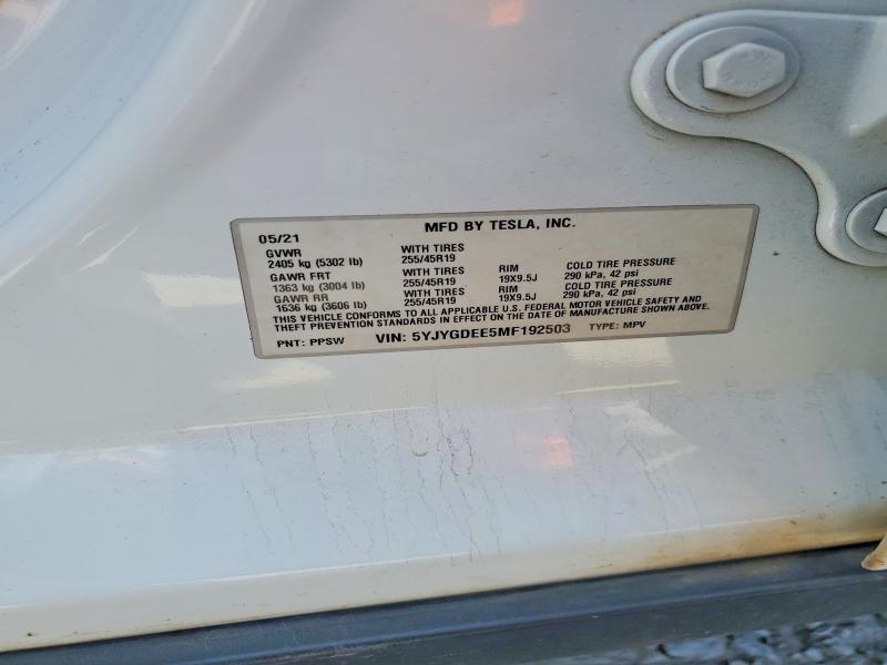 Продаж на аукціоні авто 2021 Tesla Model Y, vin: 5YJYGDEE5MF192503, номер лоту: 49439476
