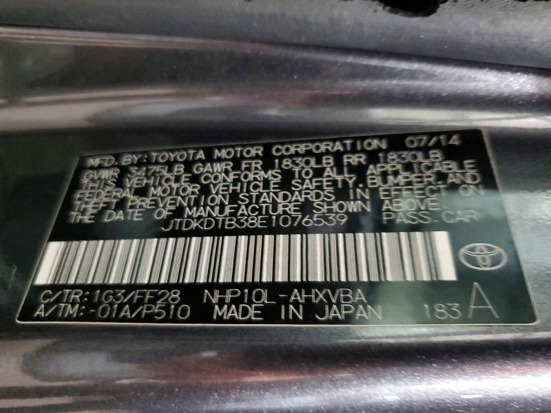 2014 Toyota Prius C მანქანა იყიდება აუქციონზე, vin: JTDKDTB38E1076539, აუქციონის ნომერი: 51027116