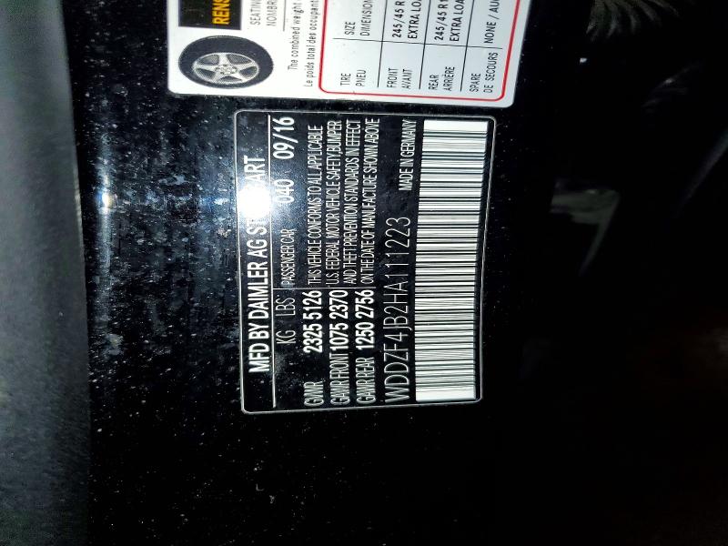 49777996 :رقم المزاد ، WDDZF4JB2HA111223 vin ، 2017 Mercedes-benz E مزاد بيع