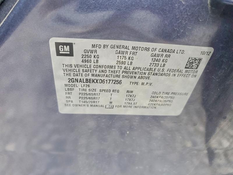 Продаж на аукціоні авто 2013 Chevrolet Equinox, vin: 2GNALBEKXD6177256, номер лоту: 49567746