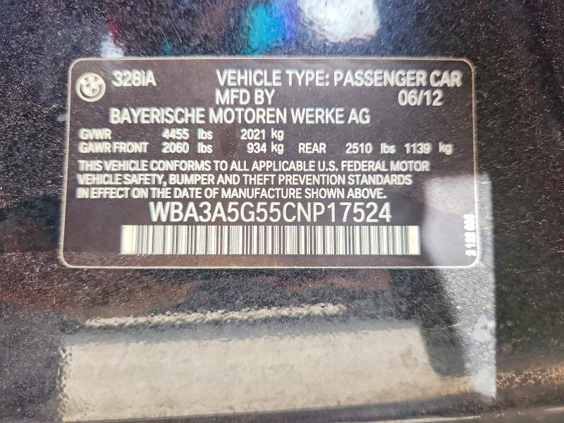 Продажа на аукционе авто 2012 Bmw 328, vin: WBA3A5G55CNP17524, номер лота: 51480566