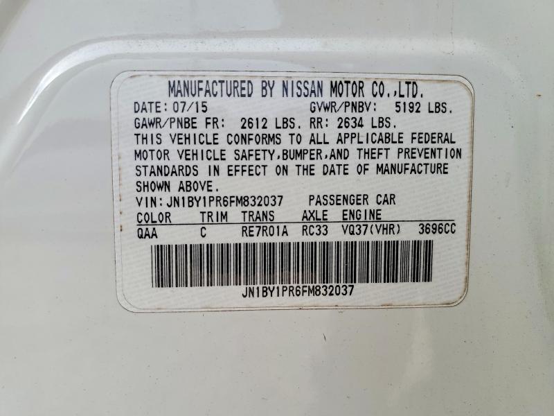 49630256 :رقم المزاد ، JN1BY1PR6FM832037 vin ، 2015 Infiniti Q70l مزاد بيع