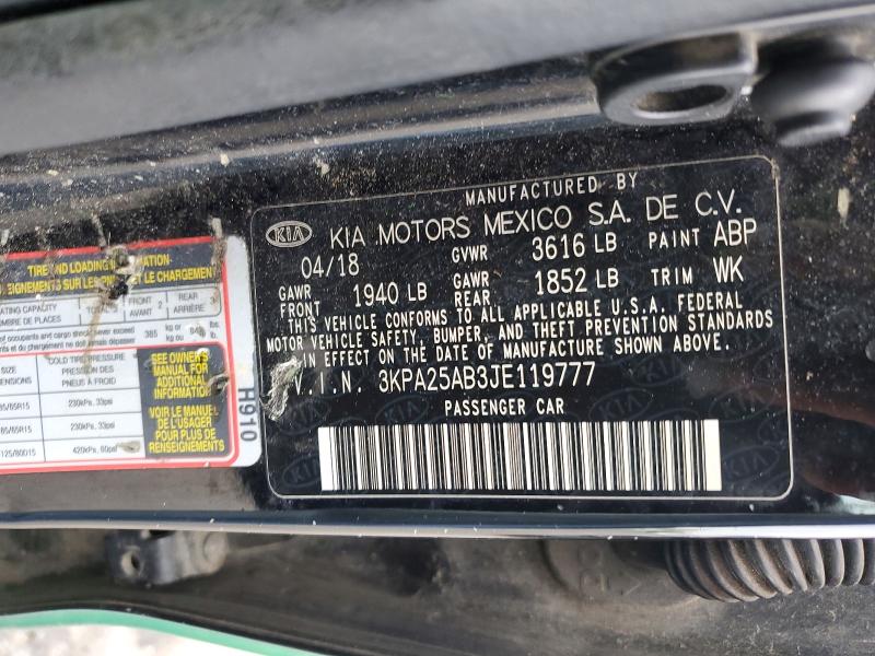 50877756 :رقم المزاد ، 3KPA25AB3JE119777 vin ، 2018 Kia Rio 5-door مزاد بيع