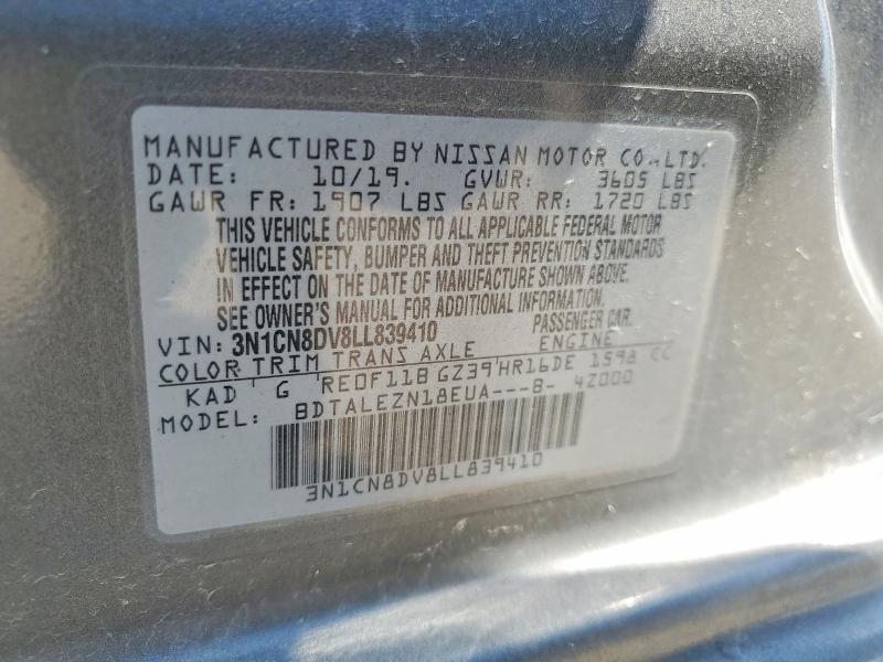 Aukcja sprzedaży 2020 Nissan Versa, vin: 3N1CN8DV8LL839410, numer aukcji: 48890386