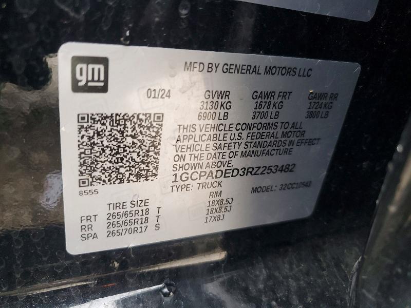 2024 Chevrolet Silverado მანქანა იყიდება აუქციონზე, vin: 1GCPADED3RZ253482, აუქციონის ნომერი: 50972056
