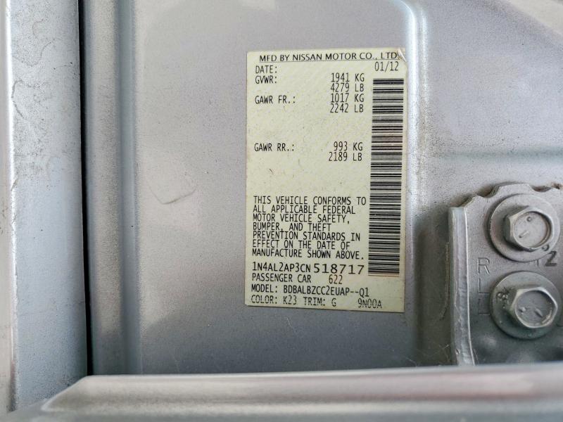 2012 Nissan Altima მანქანა იყიდება აუქციონზე, vin: 1N4AL2AP3CN518717, აუქციონის ნომერი: 51492616