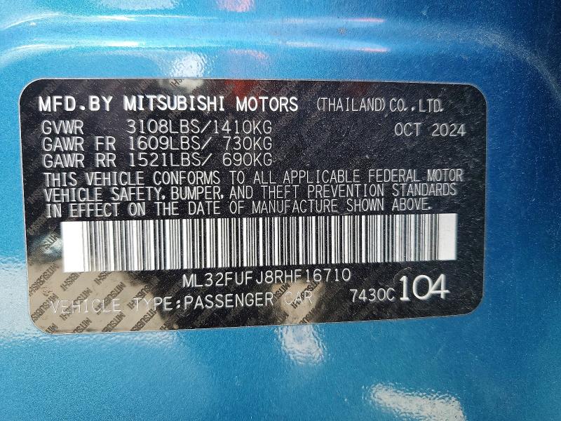 Продаж на аукціоні авто 2024 Mitsubishi Mirage, vin: ML32FUFJ8RHF16710, номер лоту: 48456516