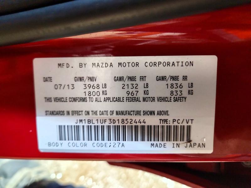 Aukcja sprzedaży 2013 Mazda 3, vin: JM1BL1UF3D1852444, numer aukcji: 48464616