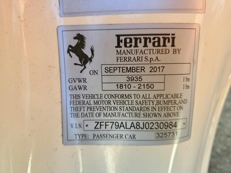 Продажа на аукционе авто 2018 Ferrari 488 Gtb, vin: ZFF79ALA8J0230984, номер лота: 50281176