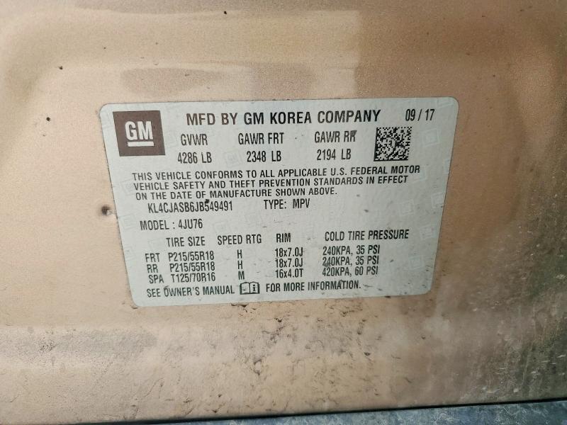 Aukcja sprzedaży 2018 Buick Encore, vin: KL4CJASB6JB549491, numer aukcji: 48334136