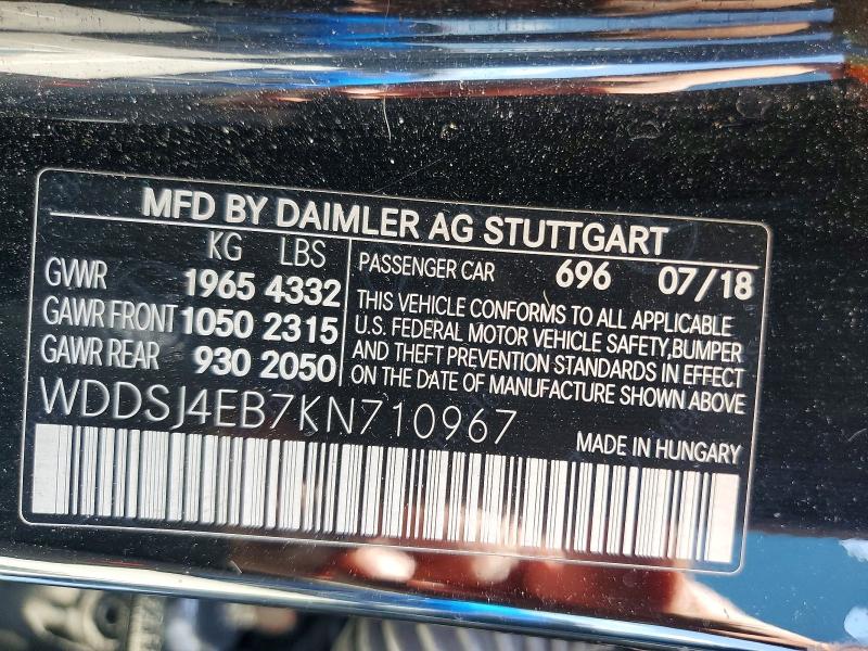 Aukcja sprzedaży 2019 Mercedes-benz Cla, vin: WDDSJ4EB7KN710967, numer aukcji: 51024436
