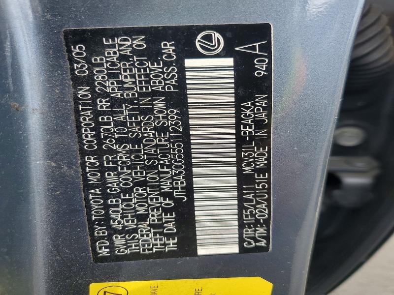 Продажа на аукционе авто 2005 Lexus Es, vin: JTHBA30G555112399, номер лота: 51302746