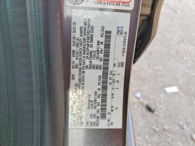 2014 Ford Fiesta მანქანა იყიდება აუქციონზე, vin: 3FADP4EE6EM216034, აუქციონის ნომერი: 48426656