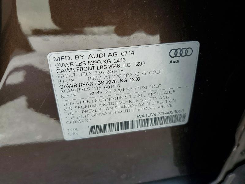 49154676 :رقم المزاد ، WA1LFAFP2FA026599 vin ، 2015 Audi Q5 مزاد بيع