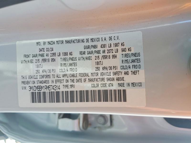 51586306 :رقم المزاد ، 3MVDMBBM1RM674314 vin ، 2024 Mazda Cx-30 مزاد بيع