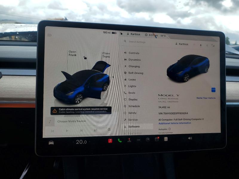 2023 Tesla Model Y მანქანა იყიდება აუქციონზე, vin: 7SAYGDEE0PF809264, აუქციონის ნომერი: 50641086