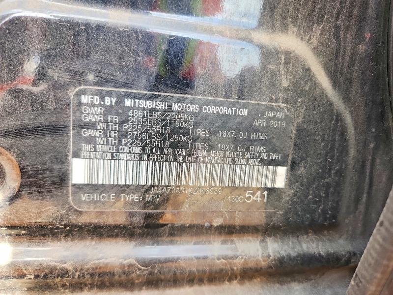 Продаж на аукціоні авто 2019 Mitsubishi Outlander, vin: JA4AZ3A31KZ048989, номер лоту: 48641756