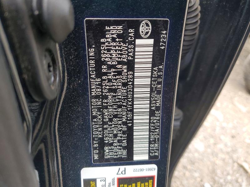 Продажа на аукционе авто 2017 Toyota Camry, vin: 4T1BF1FK4HU304289, номер лота: 50822206