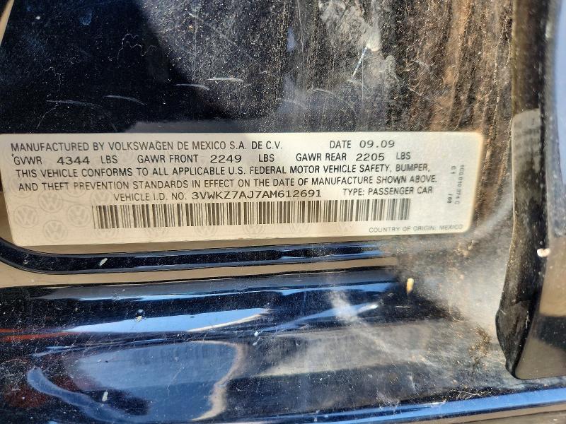 2010 Volkswagen Jetta მანქანა იყიდება აუქციონზე, vin: 3VWKZ7AJ7AM612691, აუქციონის ნომერი: 49878896