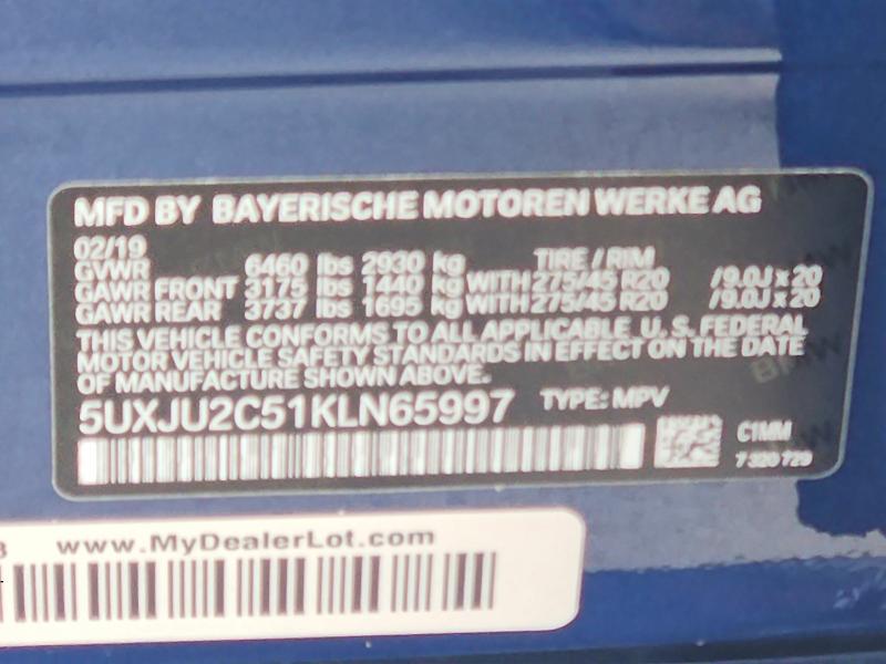Aukcja sprzedaży 2019 Bmw X5, vin: 5UXJU2C51KLN65997, numer aukcji: 51890156