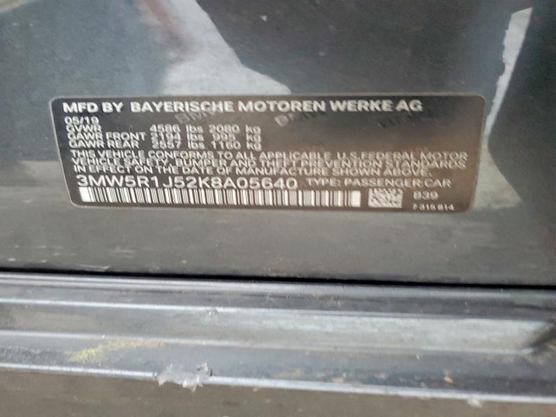 Aukcja sprzedaży 2019 Bmw 330i, vin: 3MW5R1J52K8A05640, numer aukcji: 49848976
