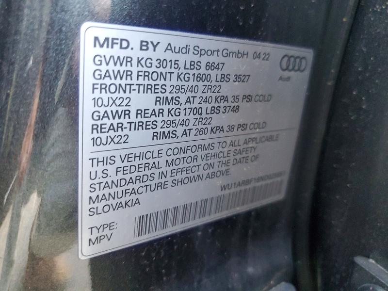 Продажа на аукционе авто 2022 Audi Rs Q8, vin: WU1ARBF16ND025851, номер лота: 79414385