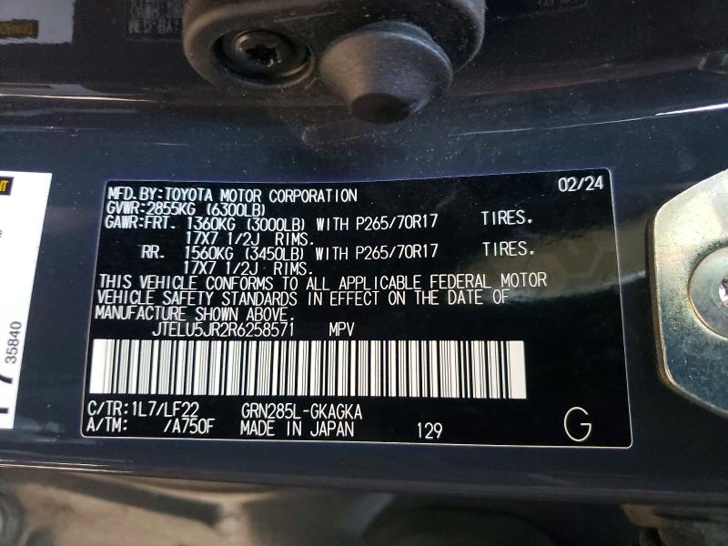 49398366 :رقم المزاد ، JTELU5JR2R6258571 vin ، 2024 Toyota 4runner مزاد بيع