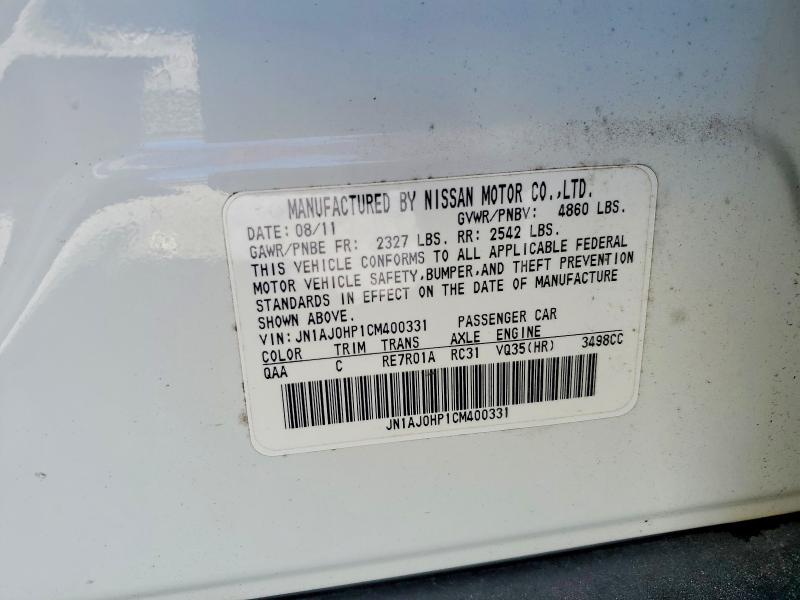 Aukcja sprzedaży 2012 Infiniti Ex35, vin: JN1AJ0HP1CM400331, numer aukcji: 48334866
