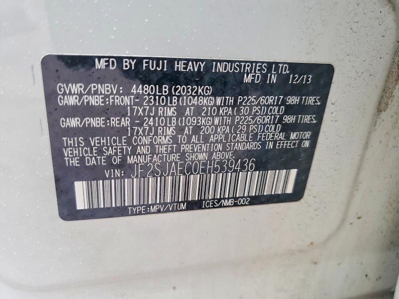 Продажа на аукционе авто 2014 Subaru Forester, vin: JF2SJAEC0EH539436, номер лота: 49708046