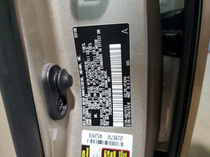 Продажа на аукционе авто 2008 Toyota Sienna, vin: 5TDZK23C08S188966, номер лота: 51977166