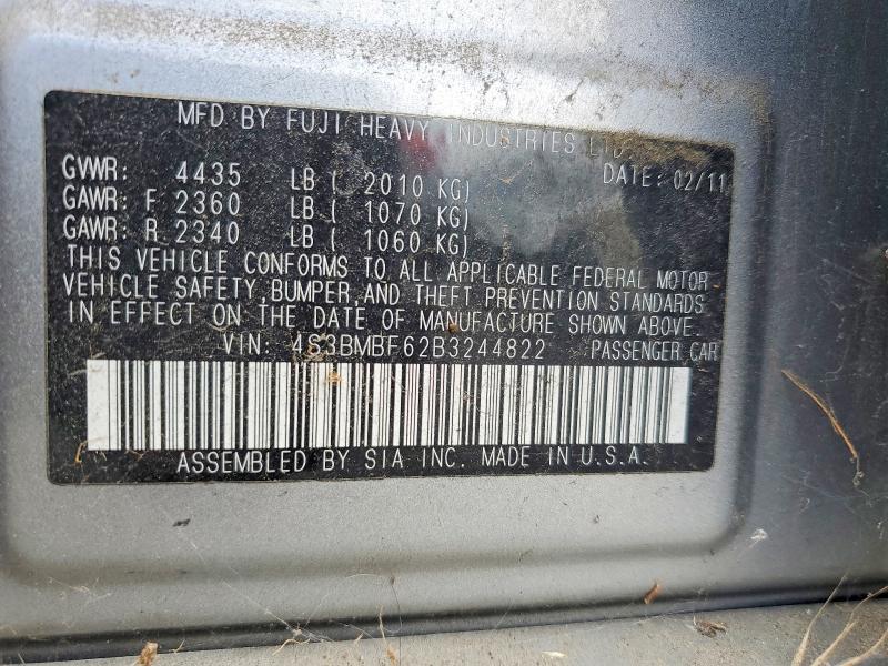 49641756 :رقم المزاد ، 4S3BMBF62B3244822 vin ، 2011 Subaru Legacy مزاد بيع