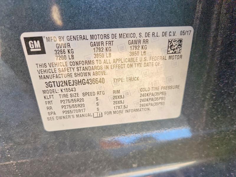 49071246 :رقم المزاد ، 3GTU2NEJ9HG436640 vin ، 2017 Gmc Sierra مزاد بيع