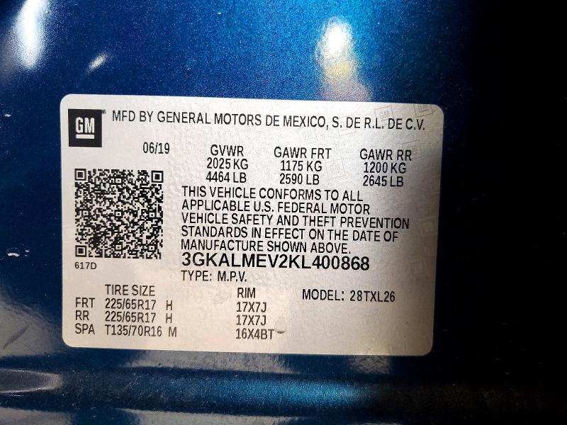 Aukcja sprzedaży 2019 Gmc Terrain, vin: 3GKALMEV2KL400868, numer aukcji: 51357346