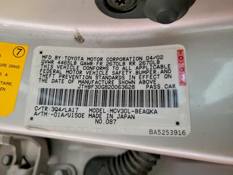 Продаж на аукціоні авто 2002 Lexus Es 300, vin: JTHBF30G820063628, номер лоту: 48953016