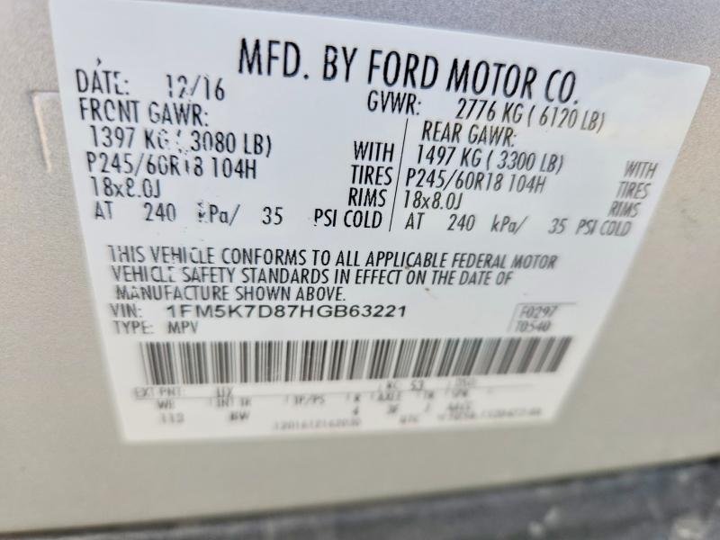 2017 Ford Explorer მანქანა იყიდება აუქციონზე, vin: 1FM5K7D87HGB63221, აუქციონის ნომერი: 45988236