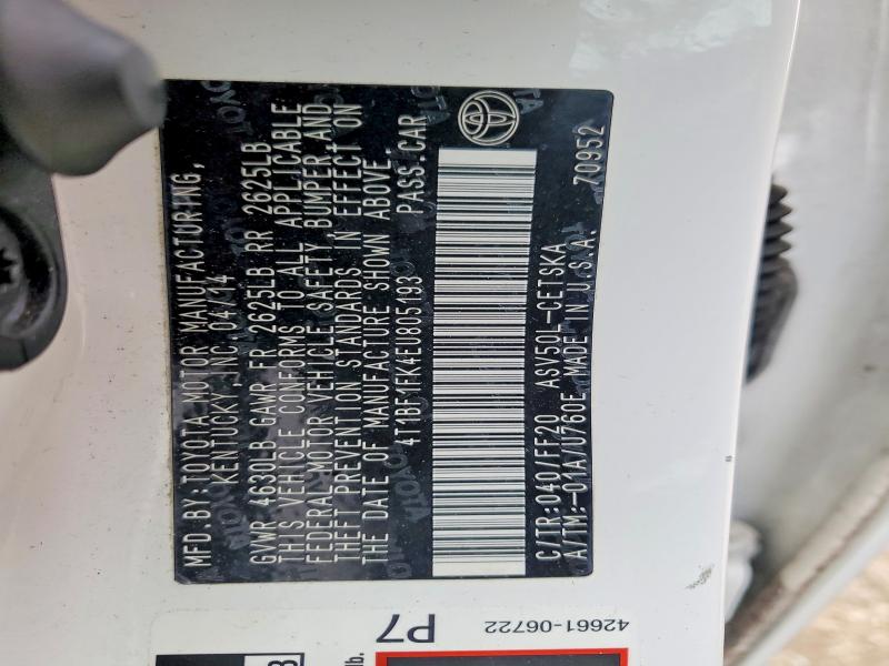 2014 Toyota Camry მანქანა იყიდება აუქციონზე, vin: 4T1BF1FK4EU805193, აუქციონის ნომერი: 46825316