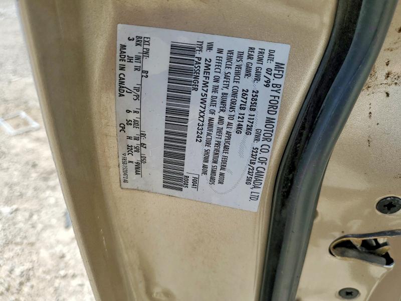 Aukcja sprzedaży 1999 Mercury Grand Marquis, vin: 2MEFM75W7XX733242, numer aukcji: 49018956
