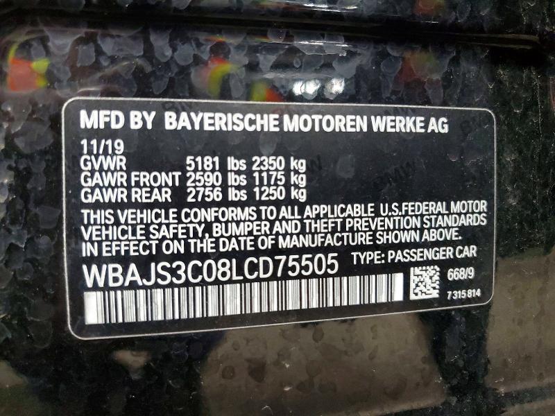 Aukcja sprzedaży 2020 Bmw 540, vin: WBAJS3C08LCD75505, numer aukcji: 50045756