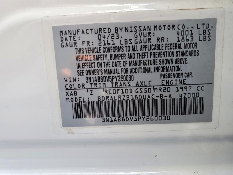2023 Nissan Sentra მანქანა იყიდება აუქციონზე, vin: 3N1AB8DV5PY260030, აუქციონის ნომერი: 48850046