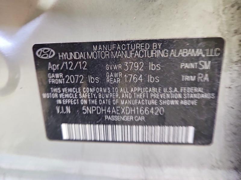 Aukcja sprzedaży 2013 Hyundai Elantra, vin: 5NPDH4AEXDH166420, numer aukcji: 49428246