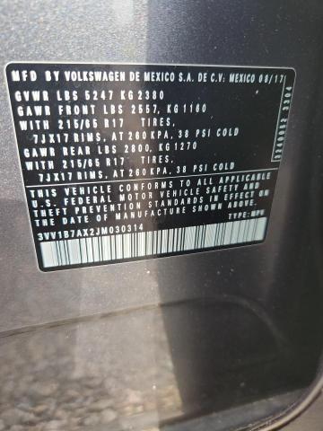 Aukcja sprzedaży 2018 Volkswagen Tiguan, vin: 3VV1B7AX2JM030314, numer aukcji: 51862636