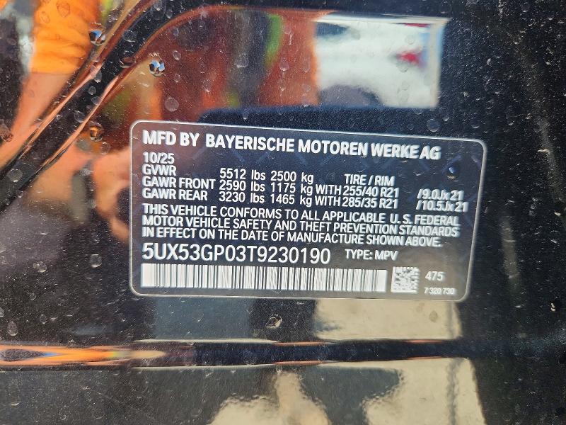 50429826 :رقم المزاد ، 5UX53GP03T9230190 vin ، 2026 Bmw X3 مزاد بيع