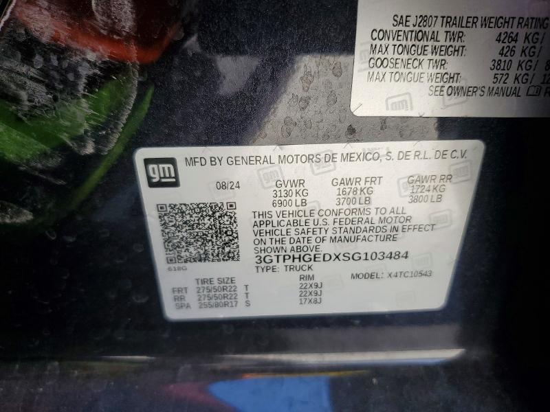 49873396 :رقم المزاد ، 3GTPHGEDXSG103484 vin ، 2025 Gmc Sierra مزاد بيع