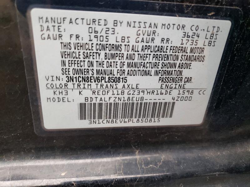 50359116 :رقم المزاد ، 3N1CN8EV6PL850815 vin ، 2023 Nissan Versa مزاد بيع