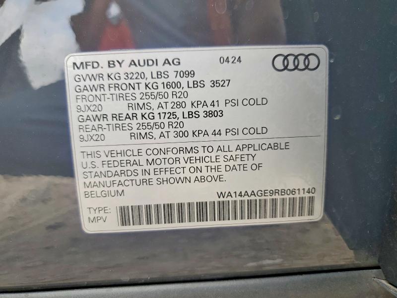 Продажа на аукционе авто 2024 Audi Q8 E-tron, vin: WA14AAGE9RB061140, номер лота: 50351006